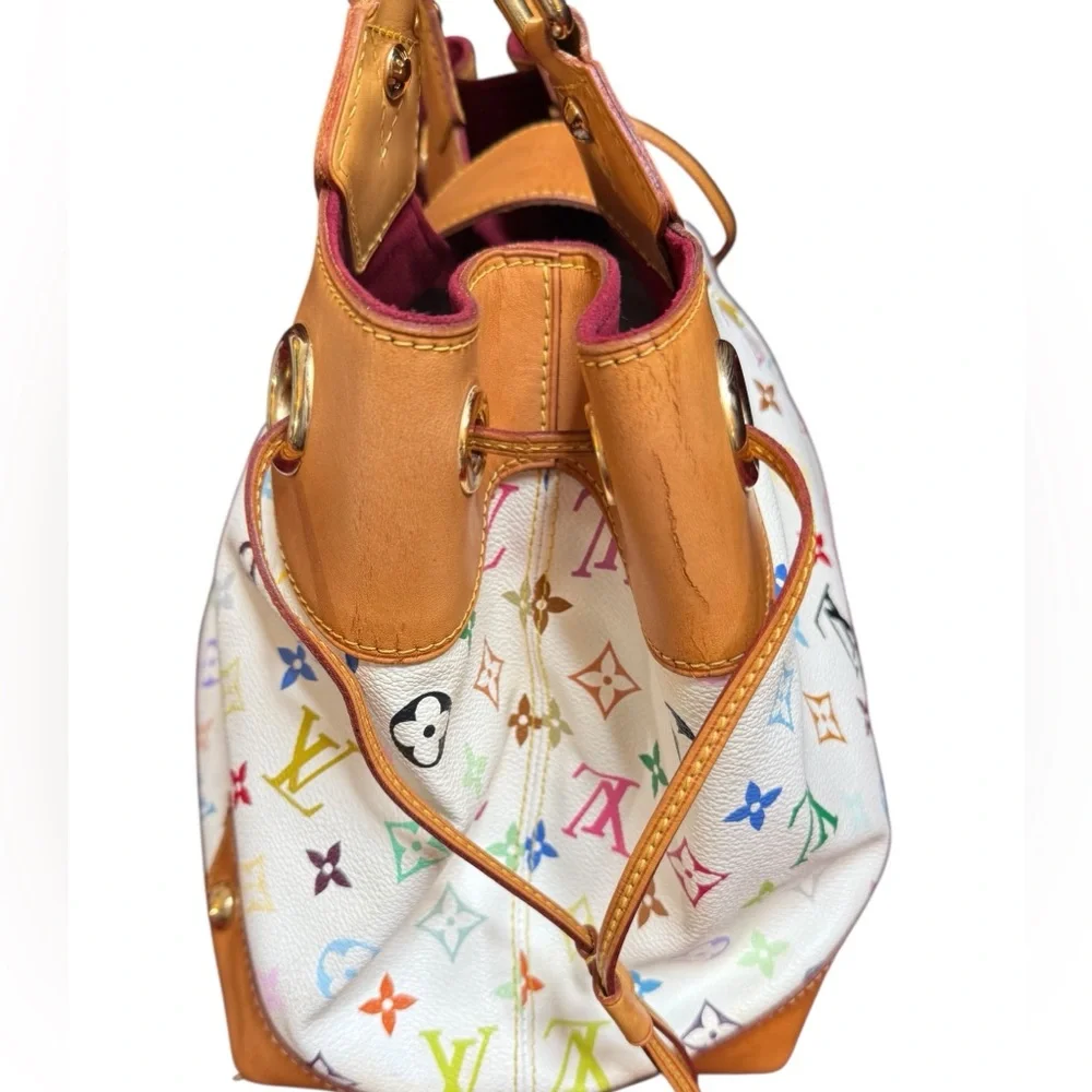 Louis Vuitton White Multicolor Monogram Handbag with Callouts